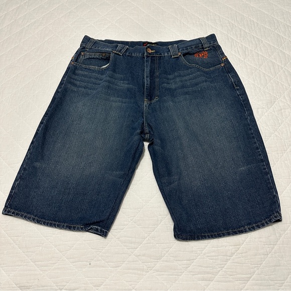 Vintage Phat Farm Denim Jean Shorts Men's 44x15.5 Baggy Embroidered Y2K Hip Hop - Picture 4 of 8